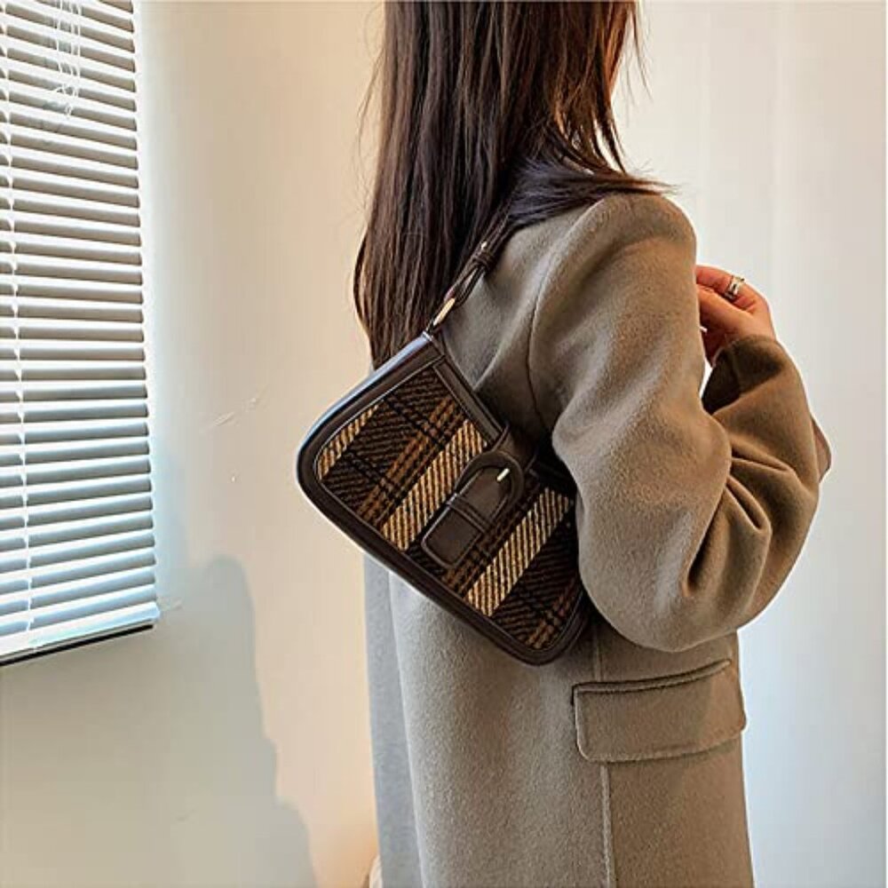 Houndstooth Checkered Pattern Shoulder Bag Cresce… - image 7